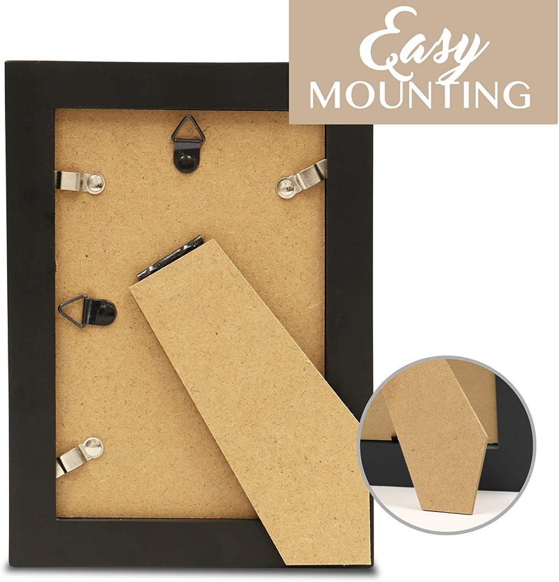 Klikel Black Picture Frame - Set of 2 4 X 5 Black Wooden Photo Frame - Made of Real Wood With Glass Photo Protection - Wall Hanging And Table Standing Display - Image 4
